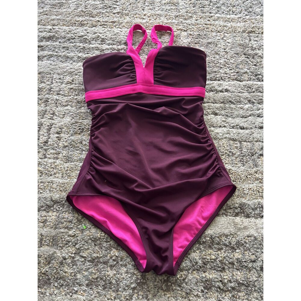 Boden Kefalonia Colorblock one piece Swimsuit US8L UK12L Tall Long